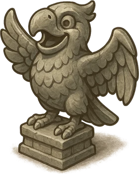 The statue as a dim, unfinished casting