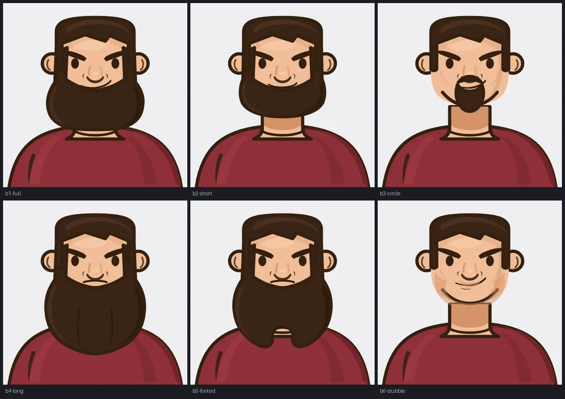 Hand-authored beards in SVG