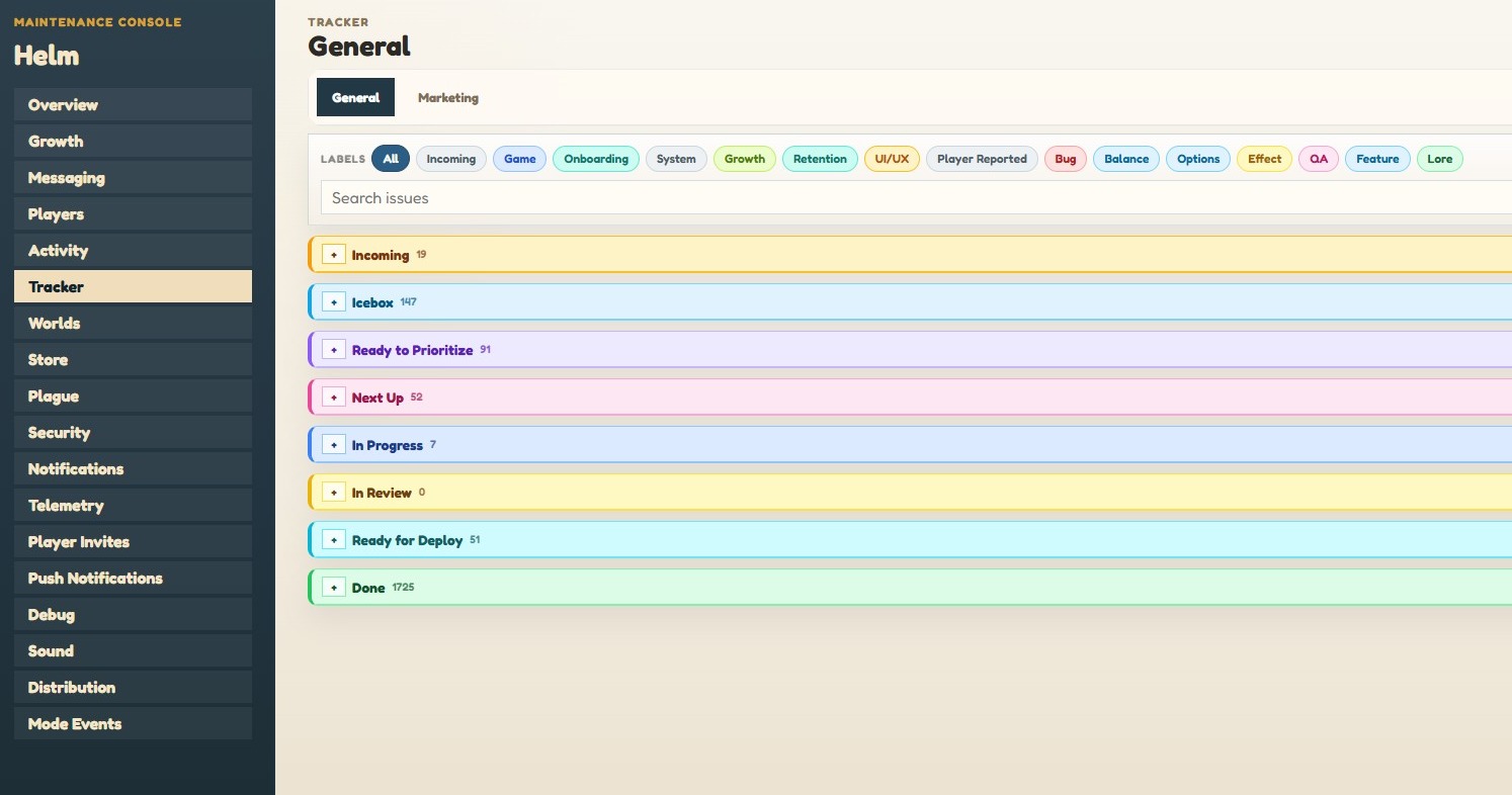 The task board with its lists collapsed: Incoming 19, Icebox 147, Ready to Prioritize 91, Next Up 52, In Progress 7, In Review 0, Ready for Deploy 51, Done 1,725.