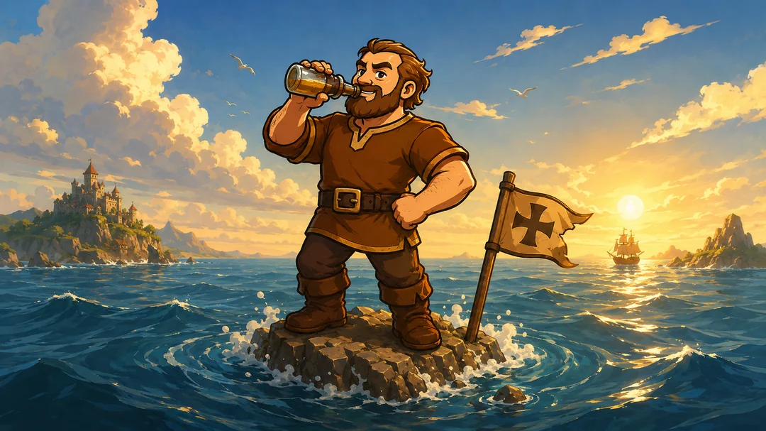 King of the Tide, and goods that buy speed. Hold an island that drowns your garrison, spend goods to rush any build or training, ship lumen without losing it