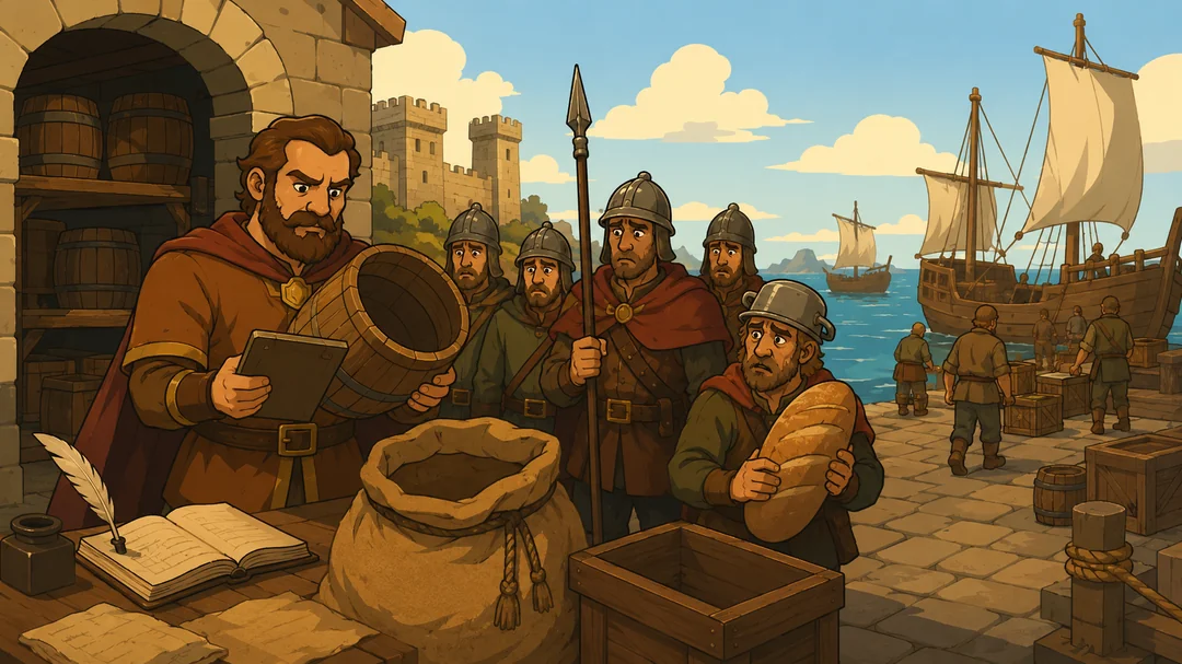 Empty granaries now starve the garrison, blessings sail with the fleet, every leaderboard climb hits the ticker