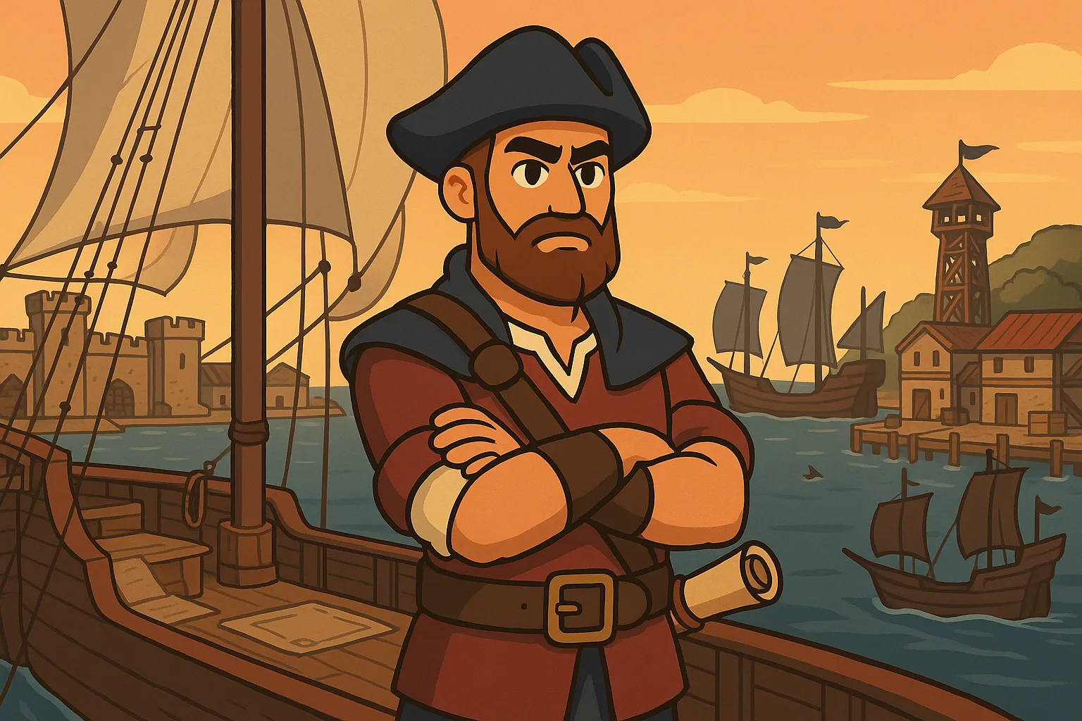 War at sea. Raise a patrol to guard your waters, blockade enemy convoys, spot raiders from your Watch Tower