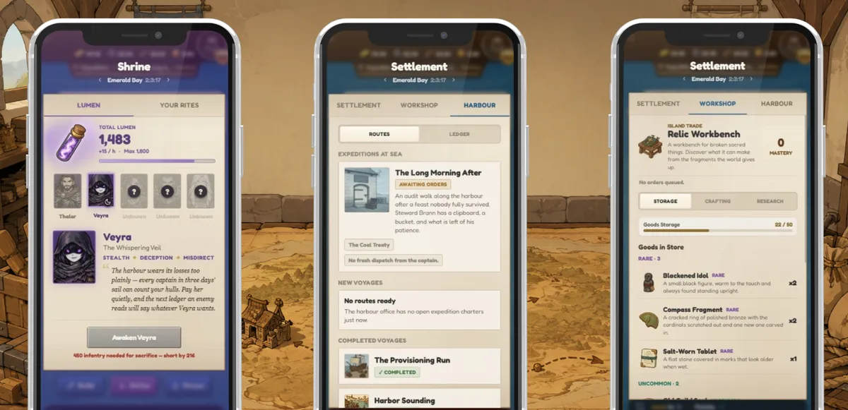 Inselnova's settlement screens on a phone