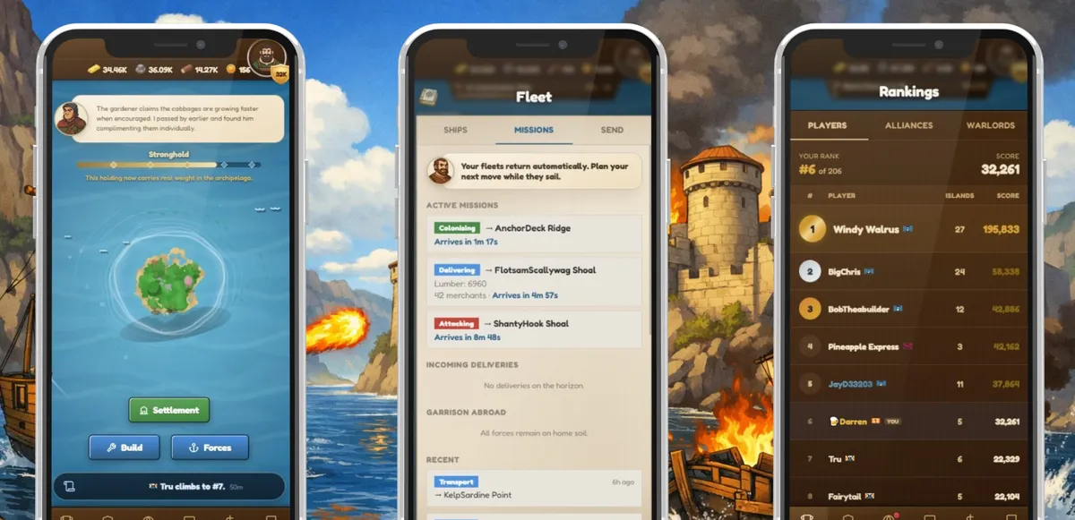 Checking in on your island from a phone in Inselnova